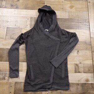 Athleta‎ Blissful Cardigan Open Front Hooded Wrap women's XS Heather charcoal